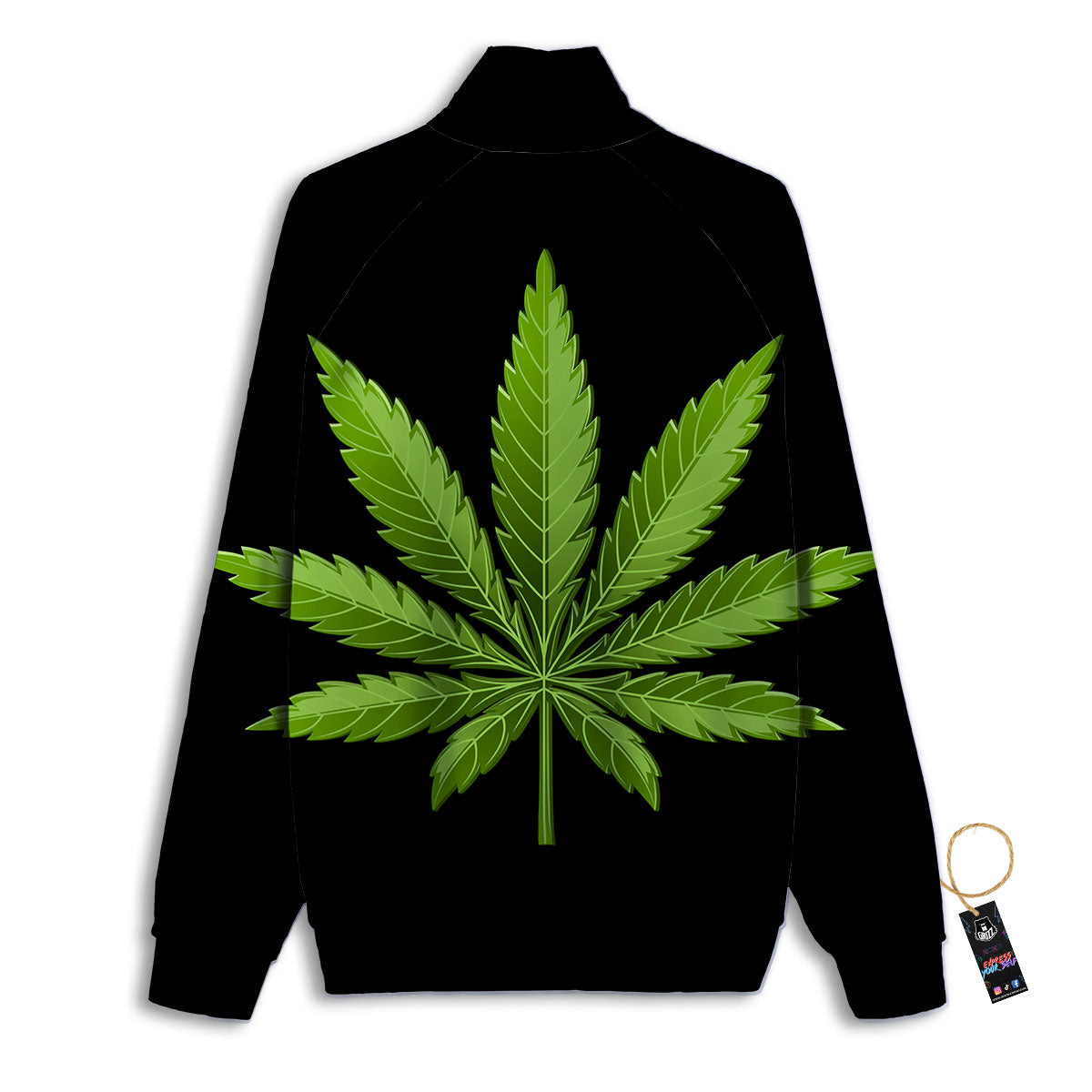 Marijuana Leaf Green Print Track Jacket-grizzshop