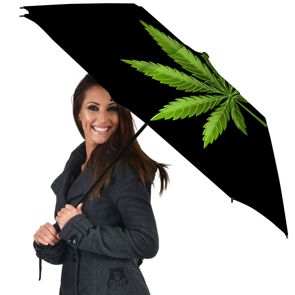 Marijuana Leaf Green Print Umbrella-grizzshop