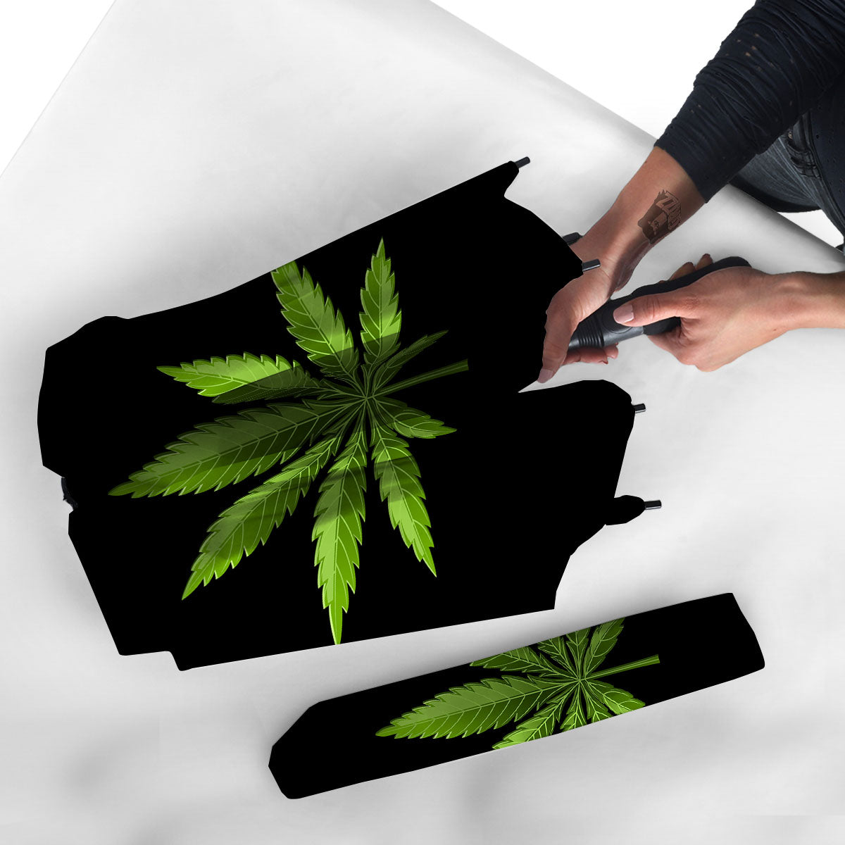 Marijuana Leaf Green Print Umbrella-grizzshop