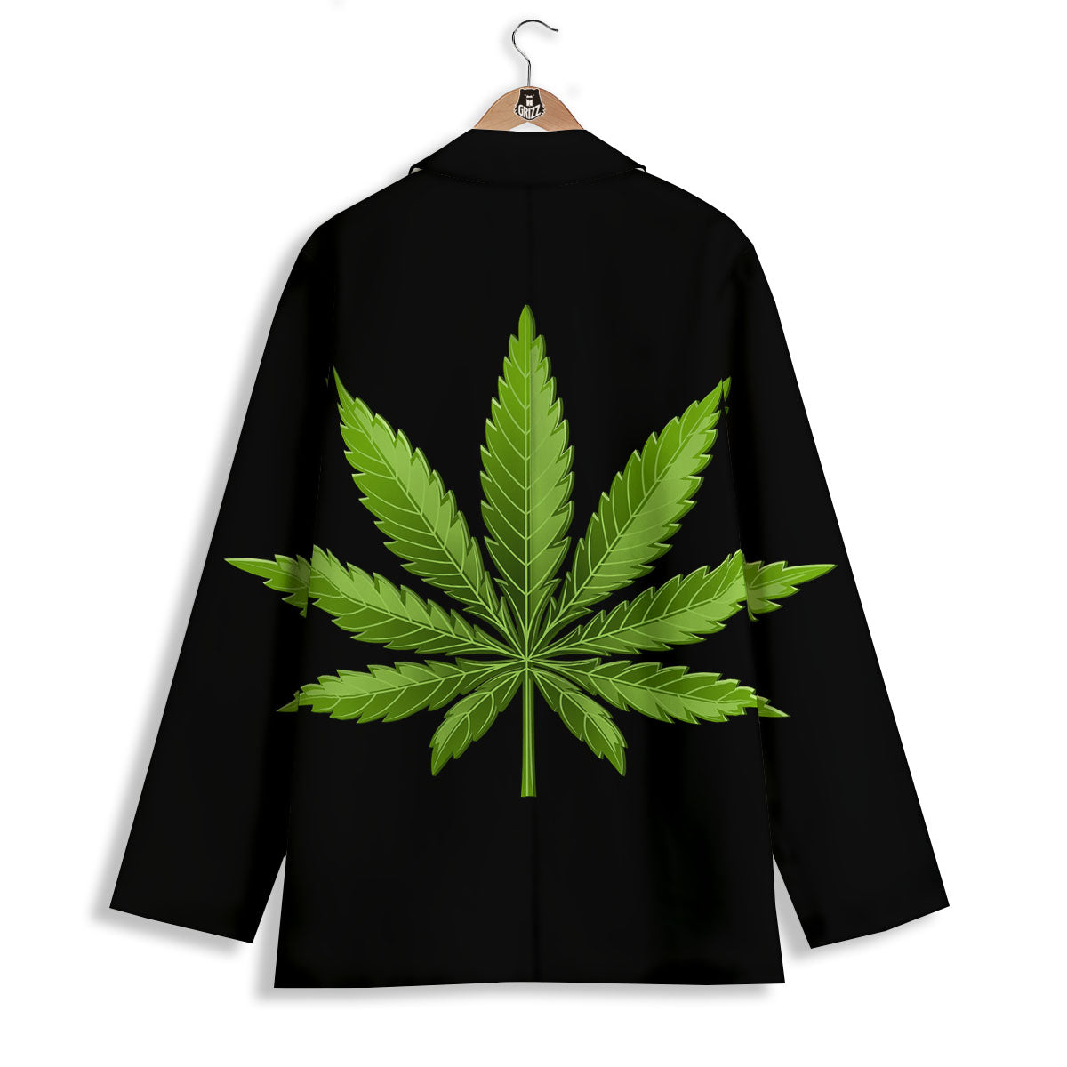 Marijuana Leaf Green Print Women's Blazer-grizzshop