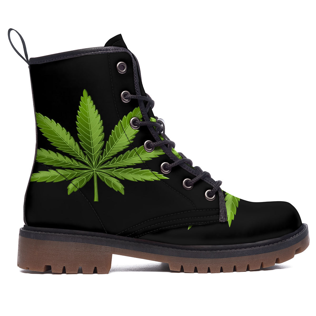 Marijuana Leaf Green Print Work Boots-grizzshop