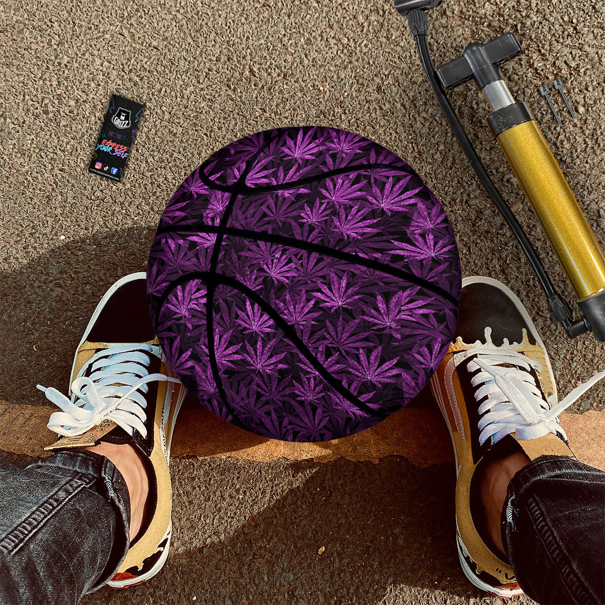 Marijuana Leaf Purple Print Pattern Basketball-grizzshop
