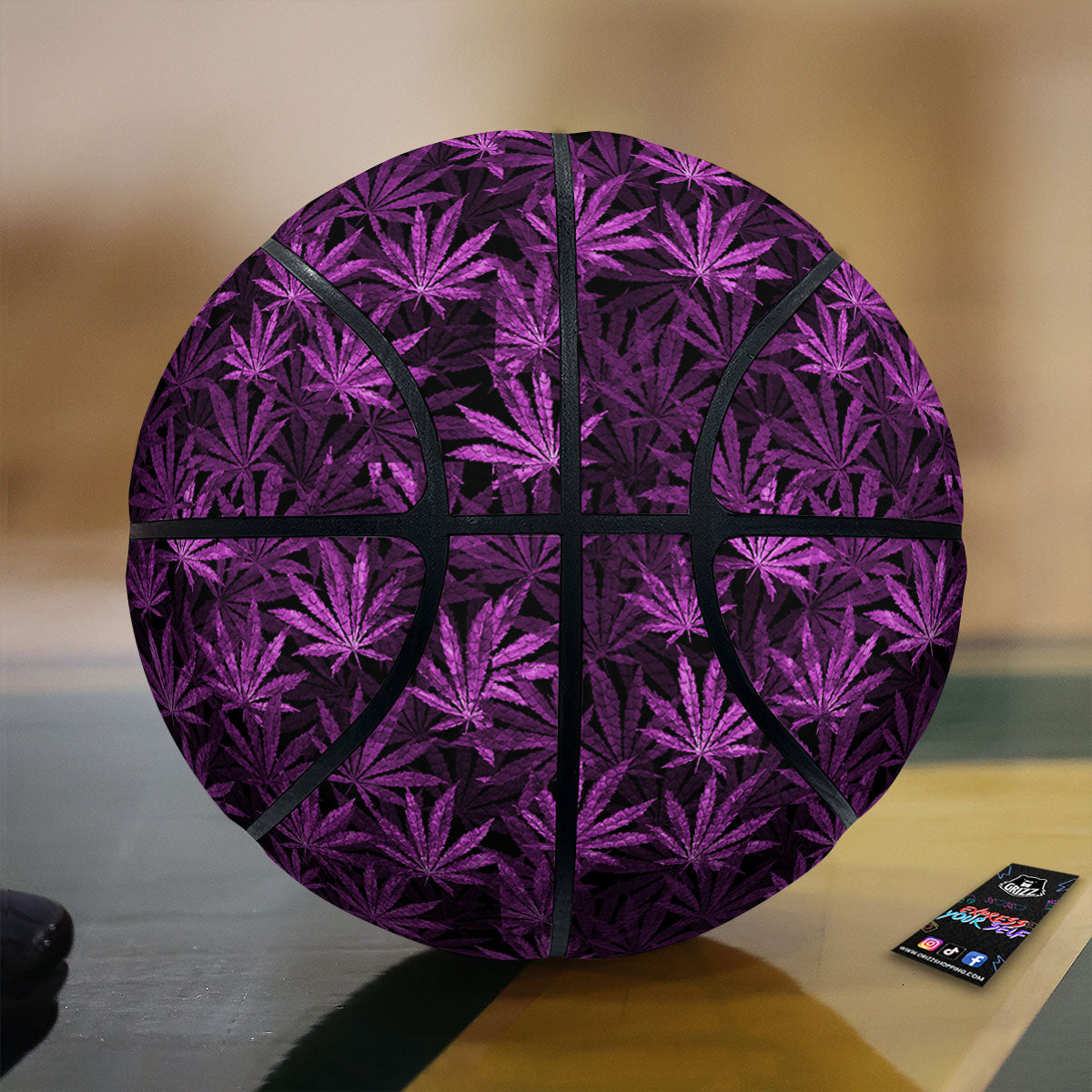 Marijuana Leaf Purple Print Pattern Basketball-grizzshop