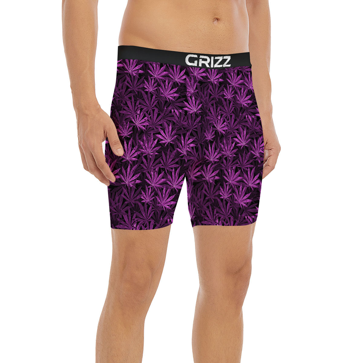 Marijuana Leaf Purple Print Pattern Boxer Briefs-grizzshop