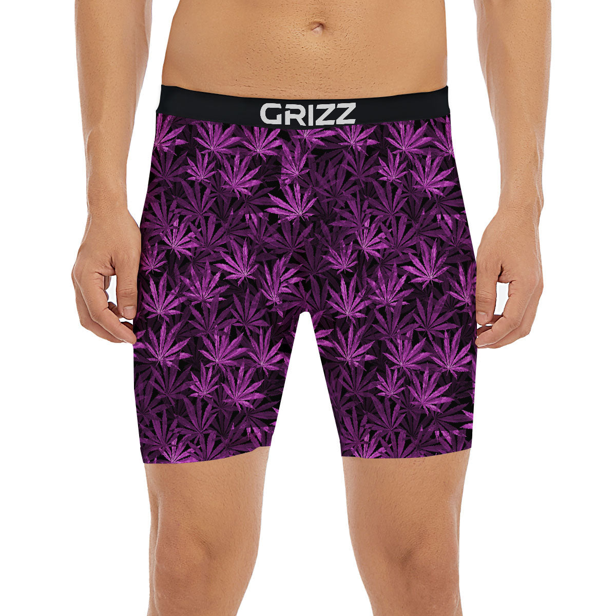 Marijuana Leaf Purple Print Pattern Boxer Briefs-grizzshop