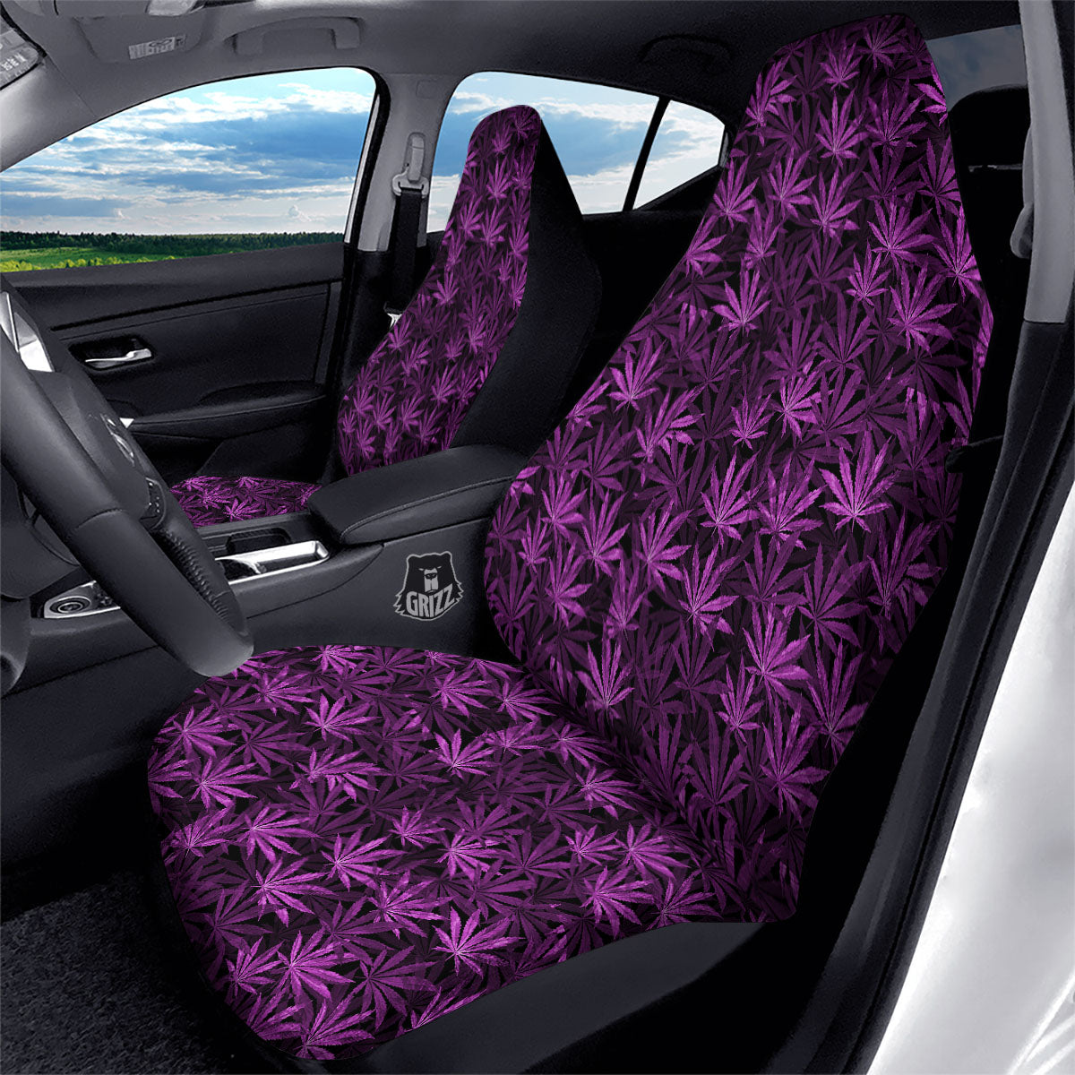 Marijuana Leaf Purple Print Pattern Car Seat Covers-grizzshop