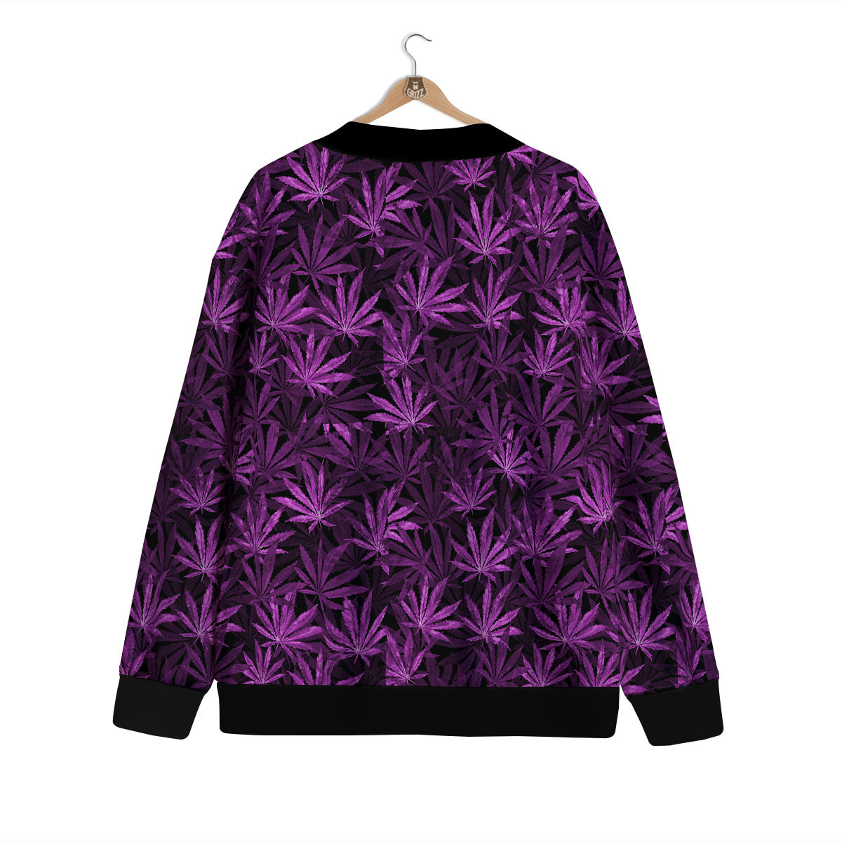 Marijuana Leaf Purple Print Pattern Cardigan-grizzshop