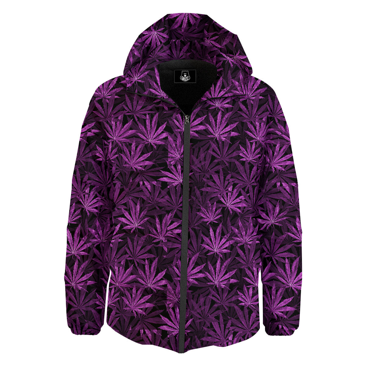 Marijuana Leaf Purple Print Pattern Down Jacket-grizzshop
