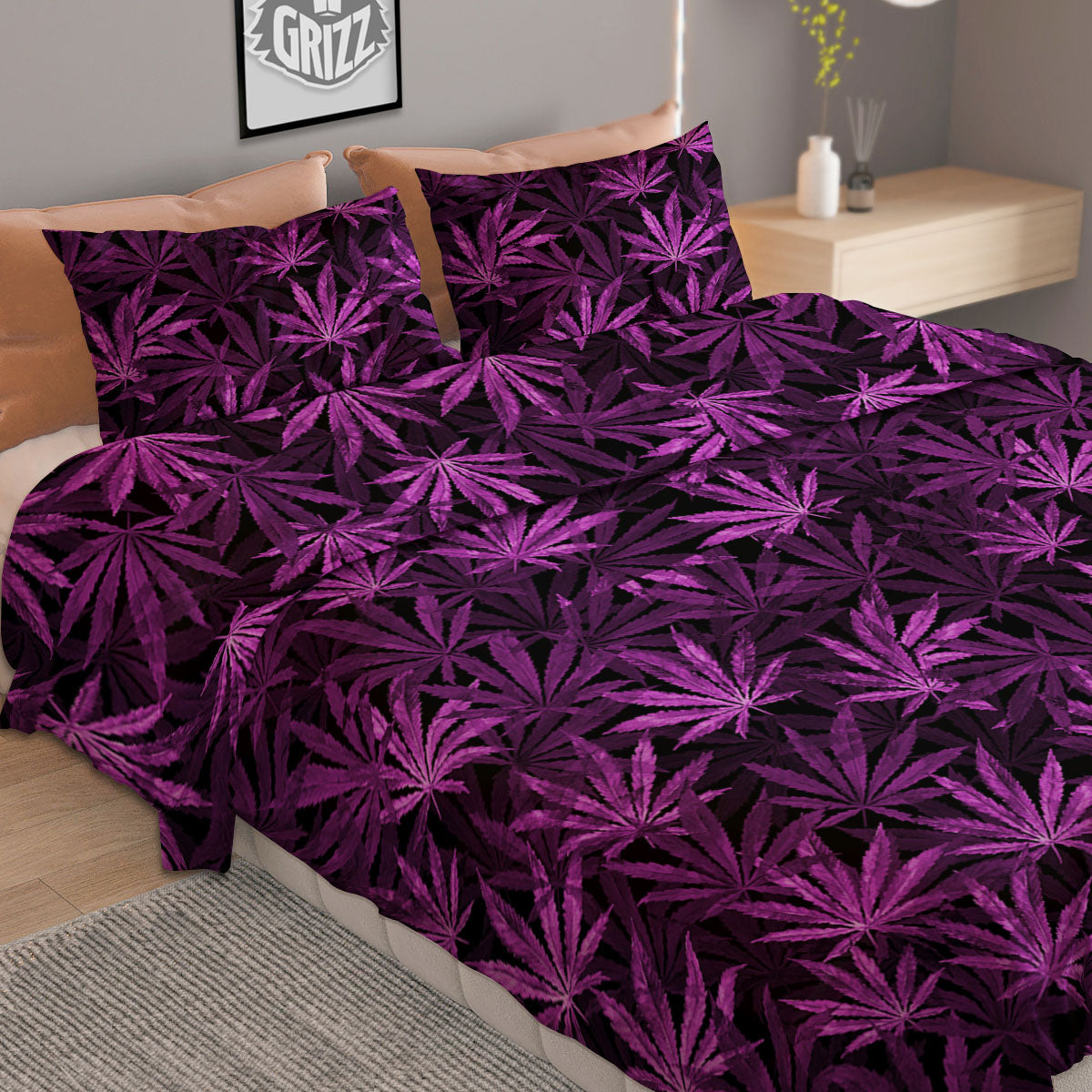 Monster Watercolor Print Pattern Duvet Cover Bedding Set