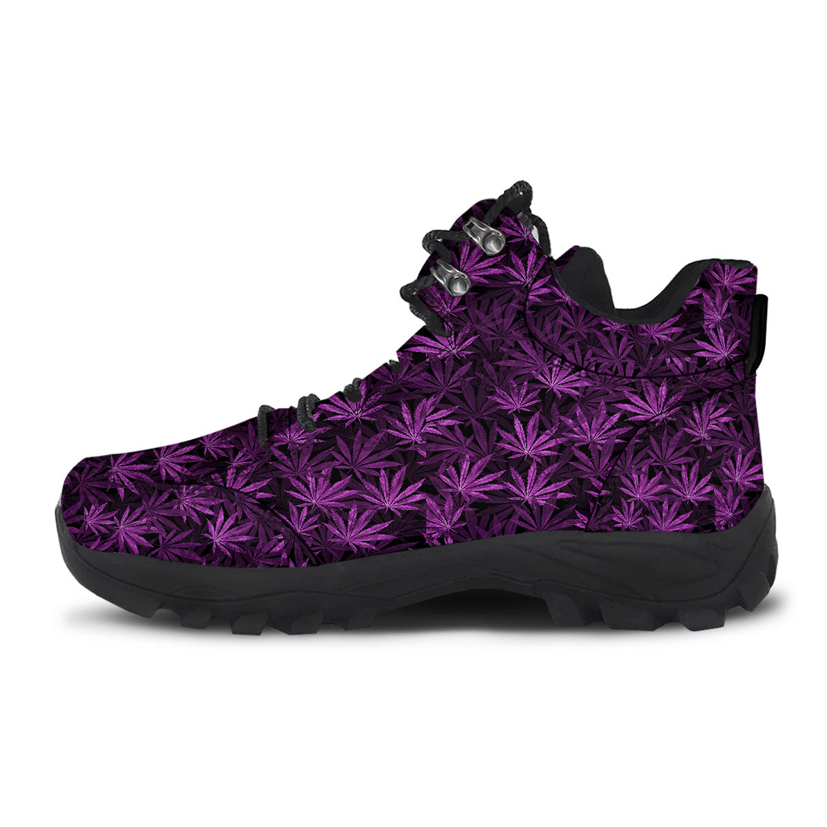 Marijuana Leaf Purple Print Pattern Hiking Shoes-grizzshop