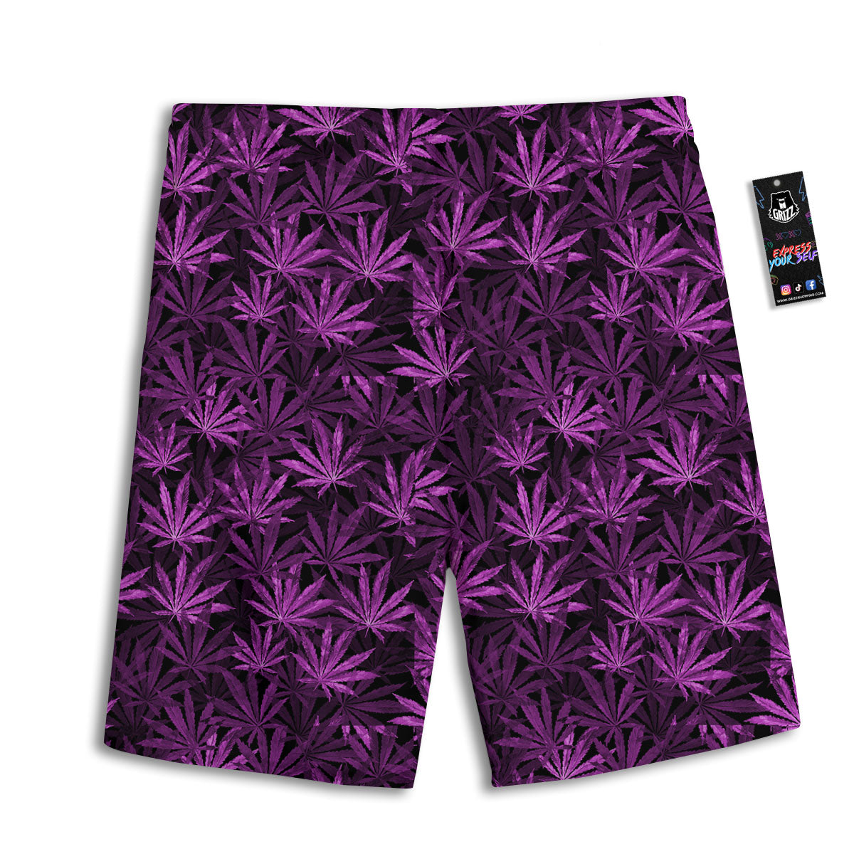 Marijuana Leaf Purple Print Pattern Men's Athletic Shorts