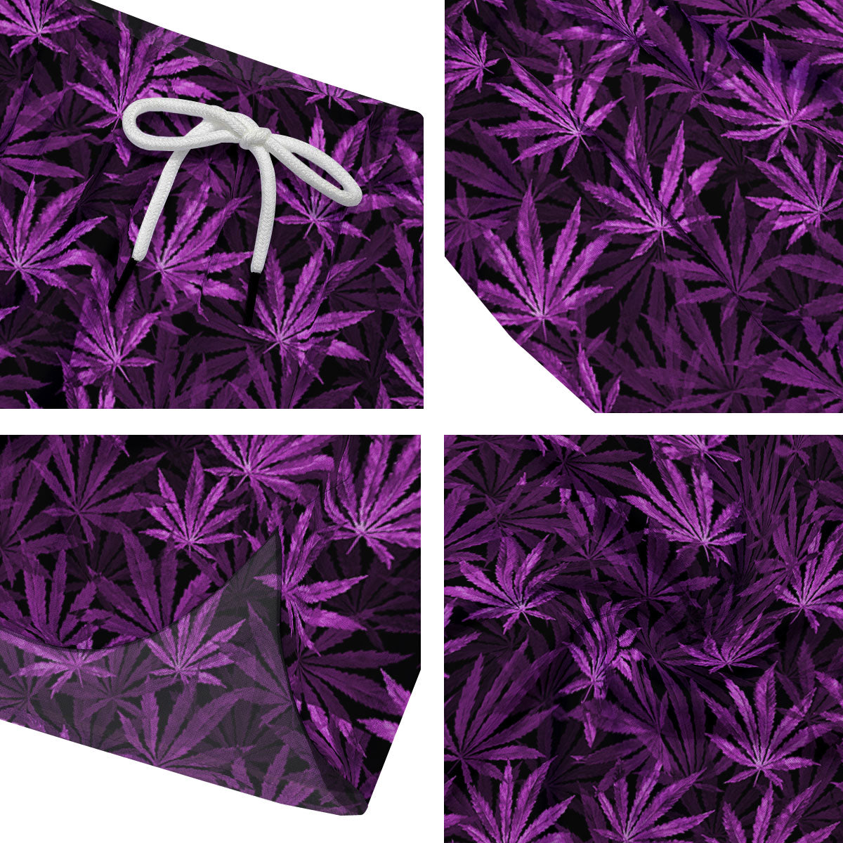 Marijuana Leaf Purple Print Pattern Men's Running Shorts-grizzshop