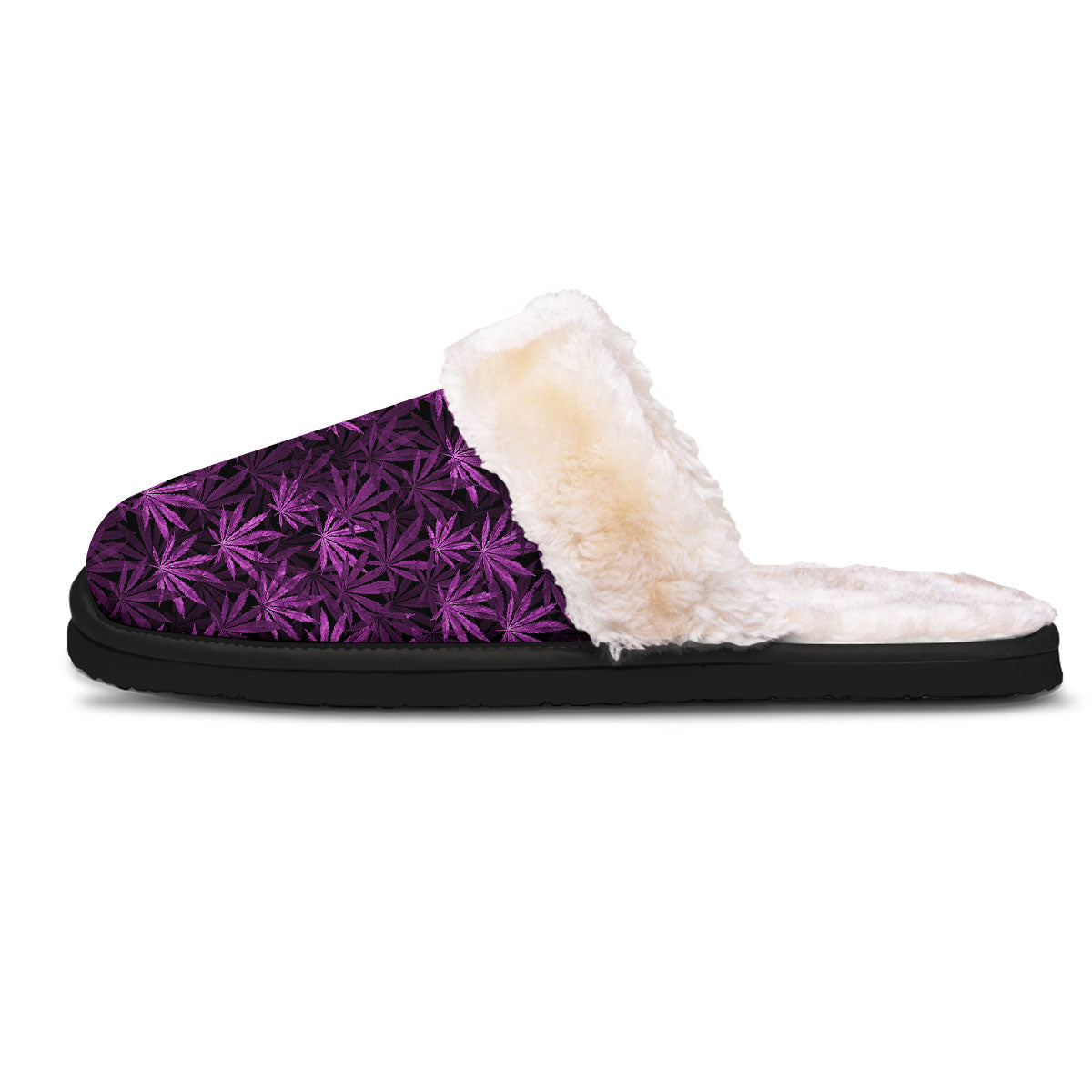 Marijuana Leaf Purple Print Pattern Slippers-grizzshop