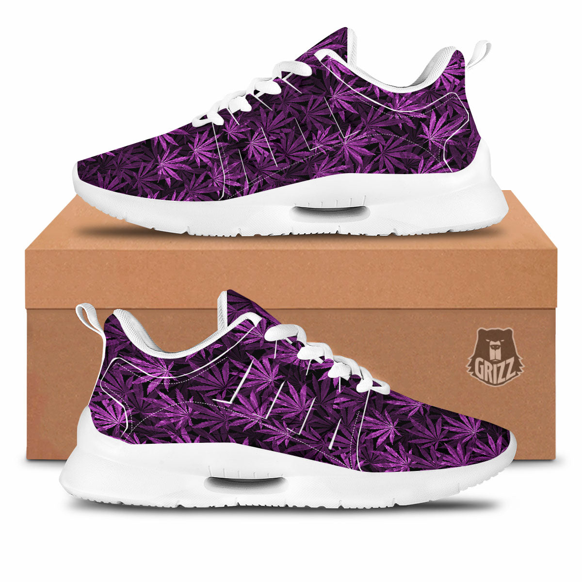 Marijuana Leaf Purple Print Pattern Tennis Shoes-grizzshop