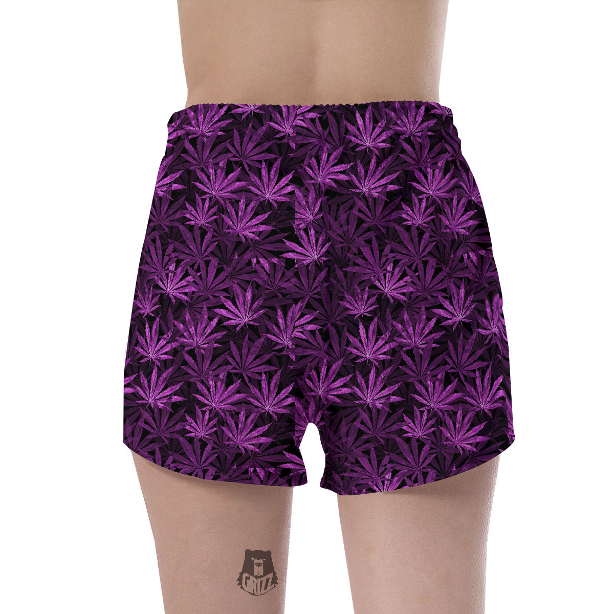 Marijuana Leaf Purple Print Pattern Women's Shorts-grizzshop