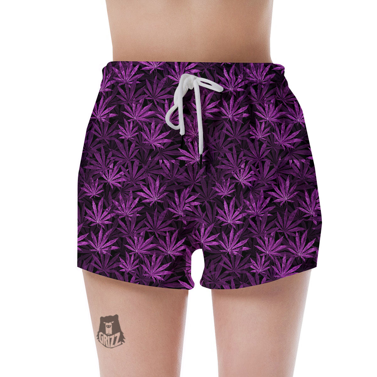 Marijuana Leaf Purple Print Pattern Women's Shorts-grizzshop