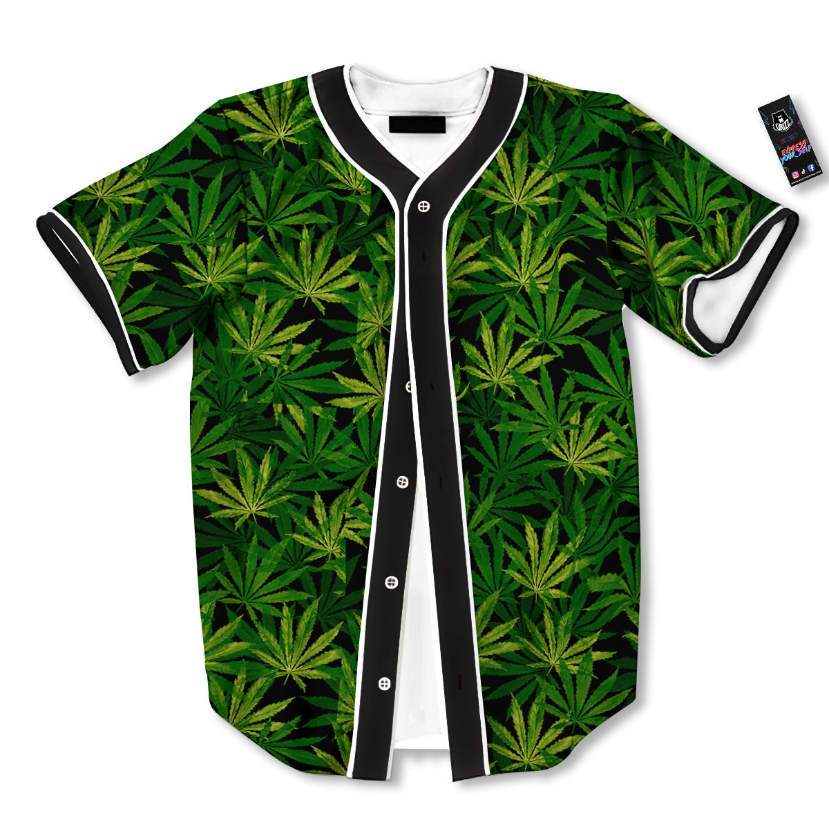 Marijuana Leaf Watercolor Print Pattern Baseball Jersey-grizzshop