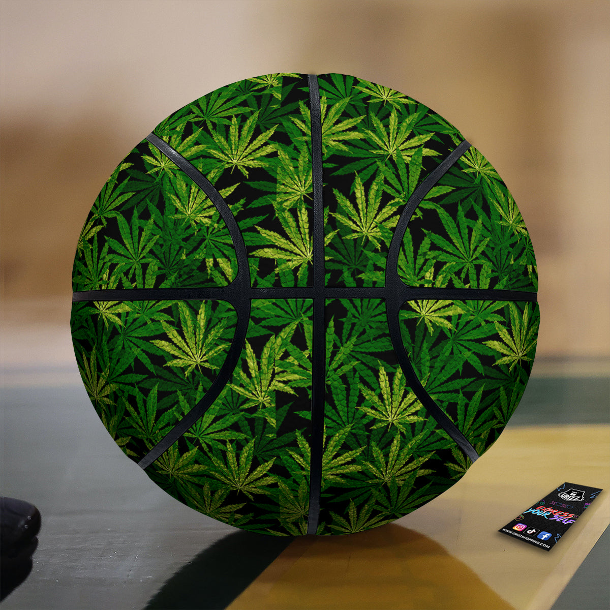 Marijuana Leaf Watercolor Print Pattern Basketball