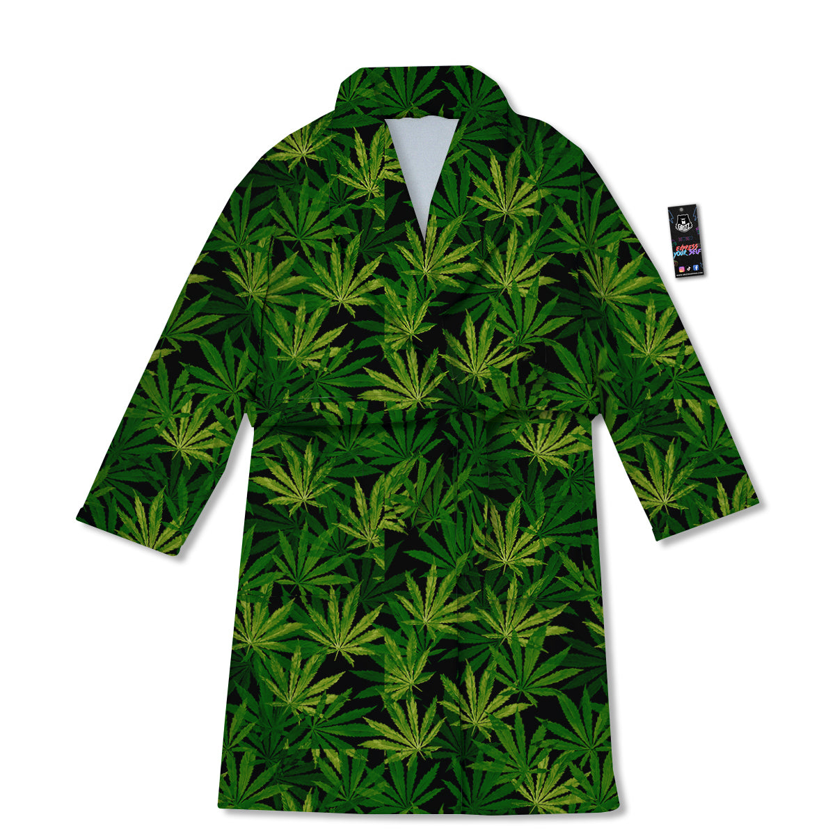 Marijuana Leaf Watercolor Print Pattern Bathrobe-grizzshop
