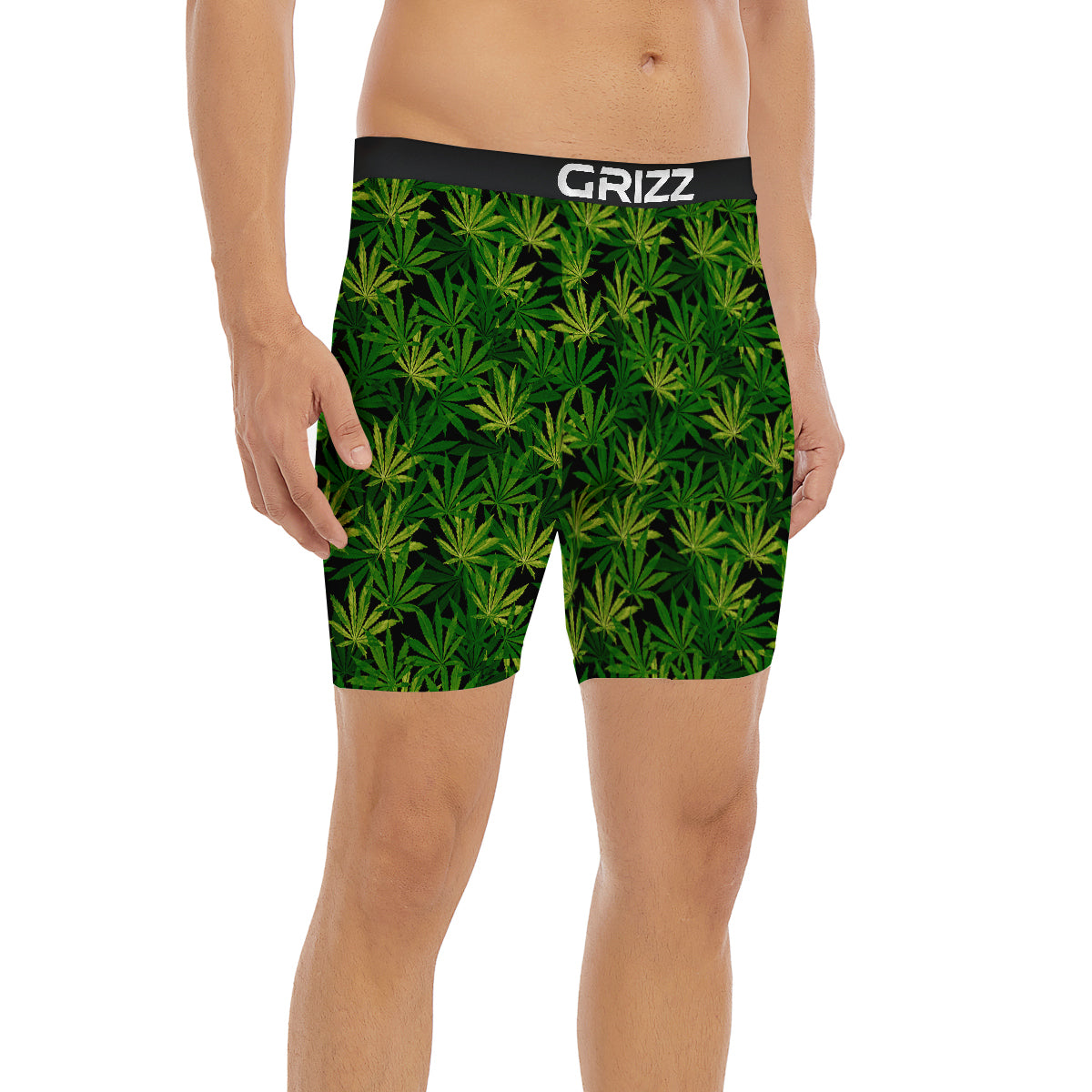 Marijuana Leaf Watercolor Print Pattern Boxer Briefs-grizzshop
