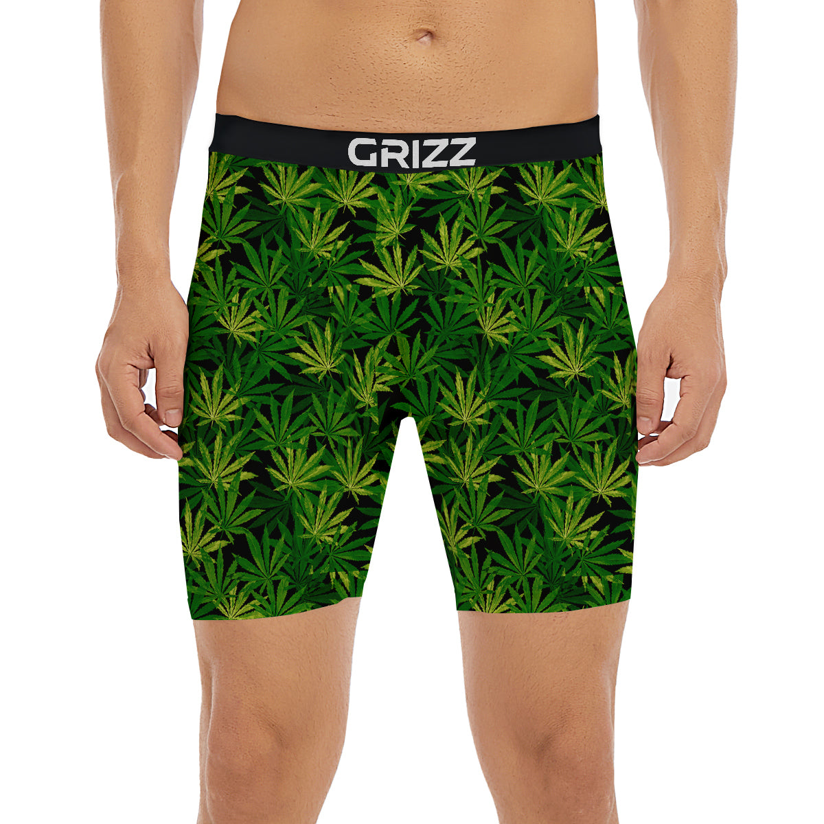 Marijuana Leaf Watercolor Print Pattern Boxer Briefs-grizzshop