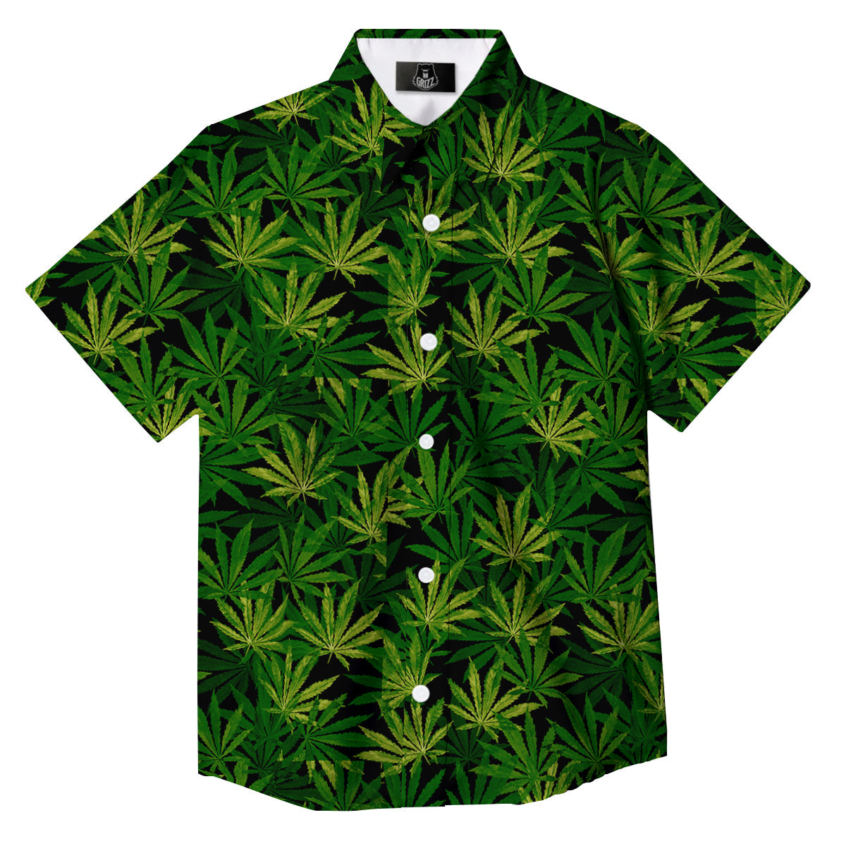 Marijuana Leaf Watercolor Print Pattern Button Up Shirt-grizzshop