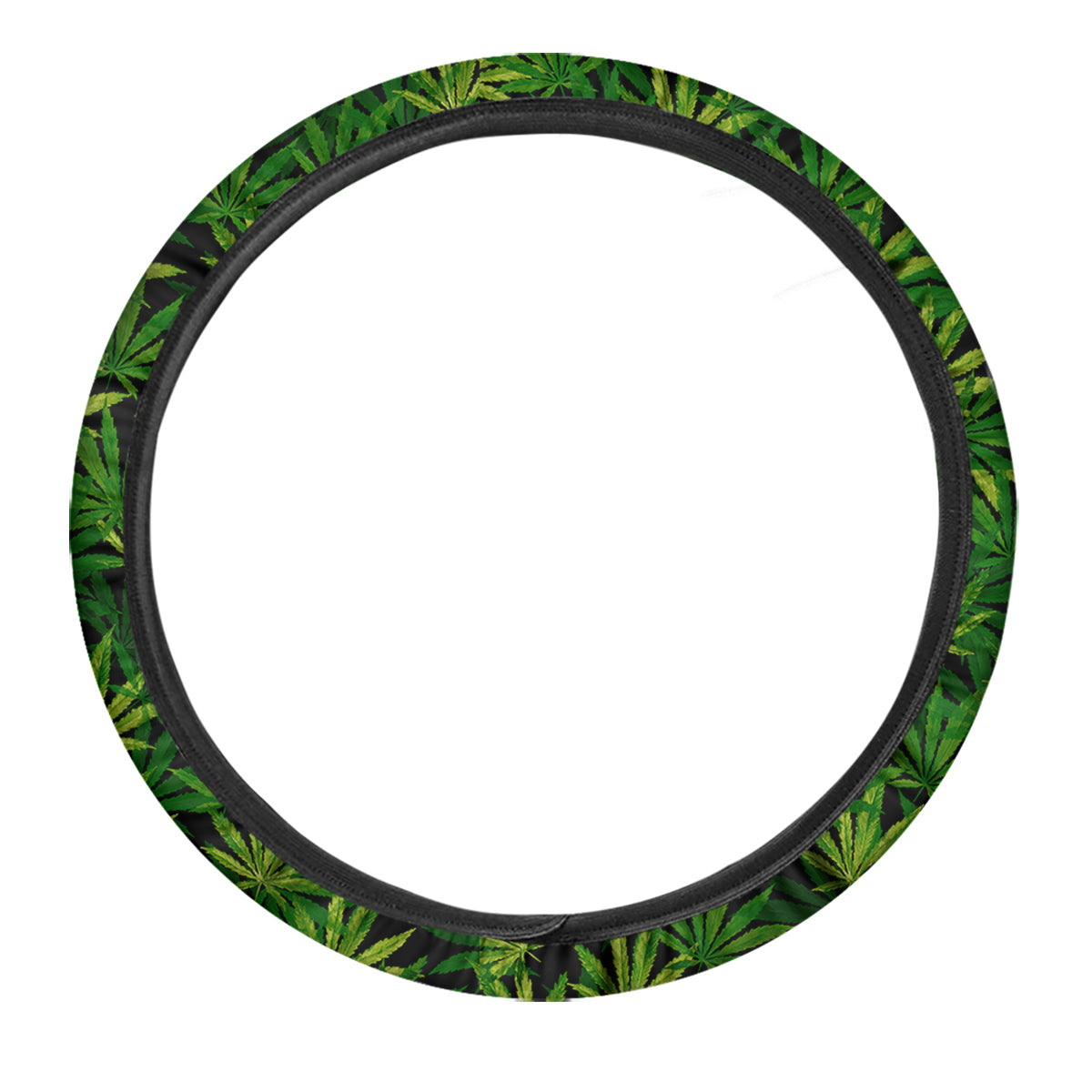 Marijuana Leaf Watercolor Print Pattern Car Steering Wheel Cover-grizzshop