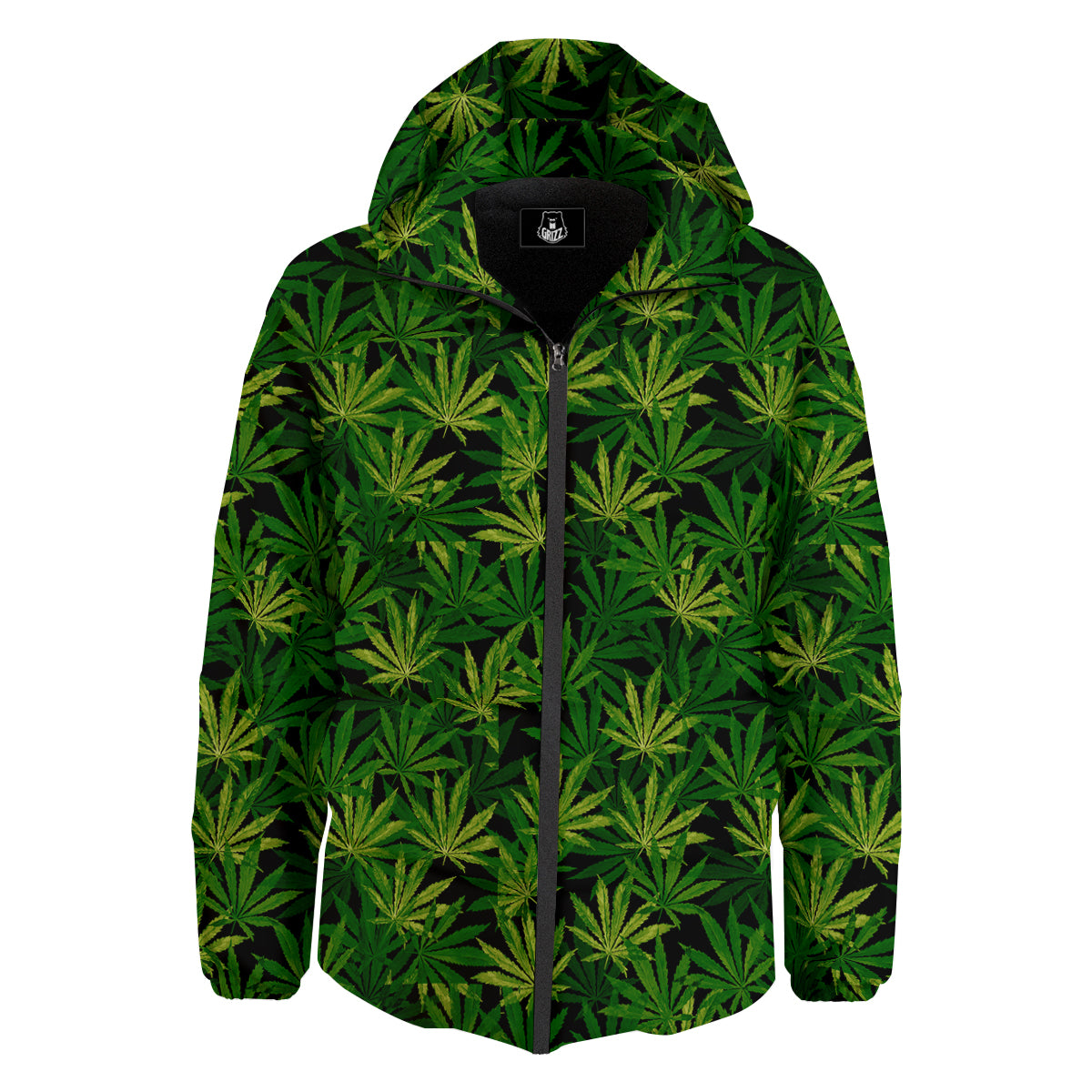 Marijuana Leaf Watercolor Print Pattern Down Jacket-grizzshop