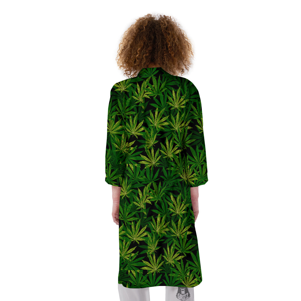 Marijuana Leaf Watercolor Print Pattern Kimono-grizzshop