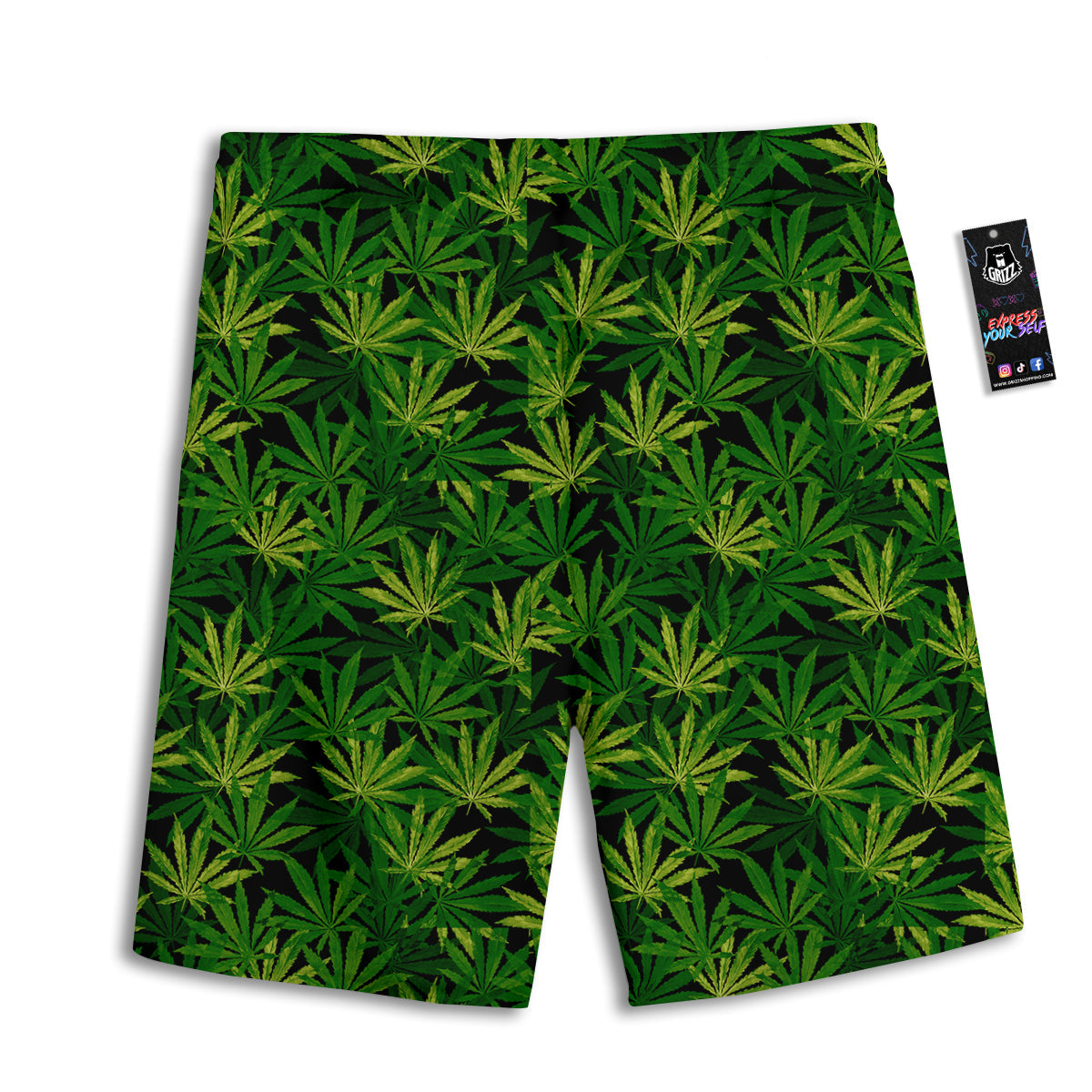 Marijuana Leaf Watercolor Print Pattern Men's Athletic Shorts
