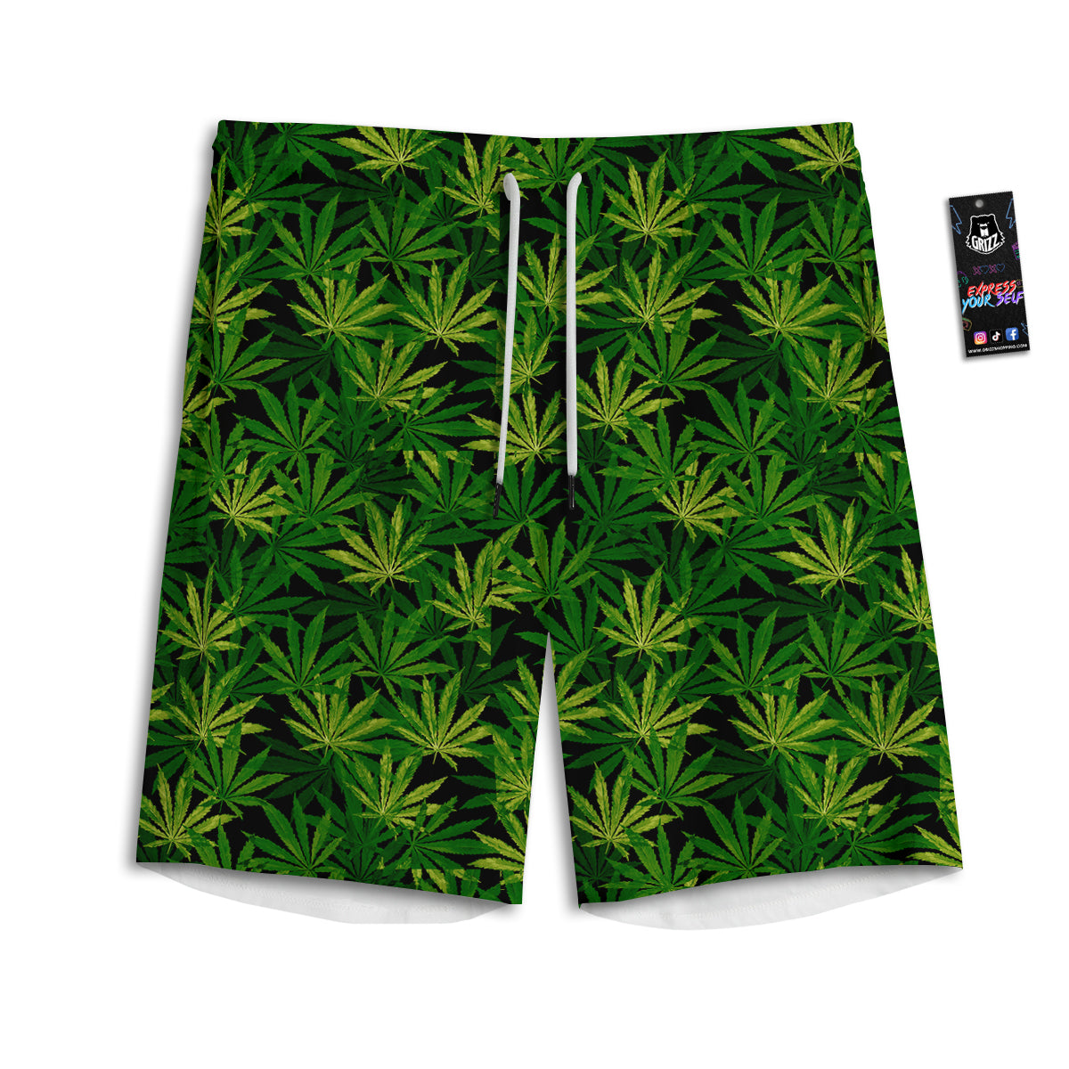 Marijuana Leaf Watercolor Print Pattern Men's Athletic Shorts