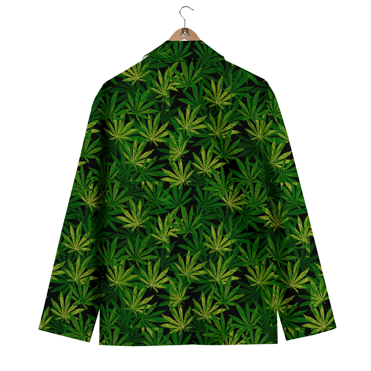 Marijuana Leaf Watercolor Print Pattern Men's Blazer-grizzshop