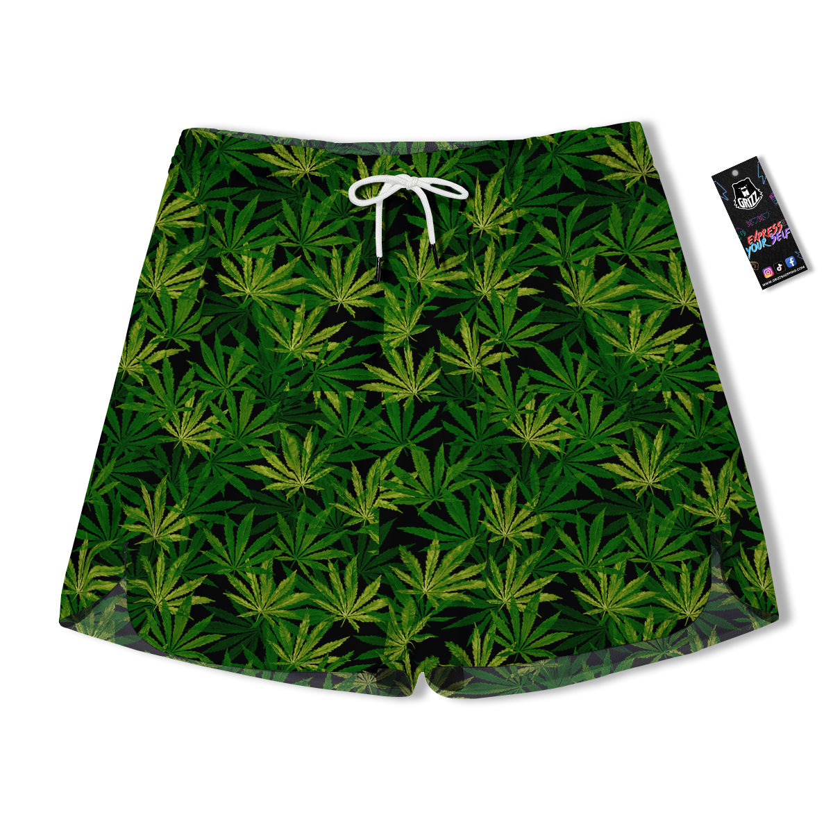 Marijuana Leaf Watercolor Print Pattern Men's Running Shorts-grizzshop