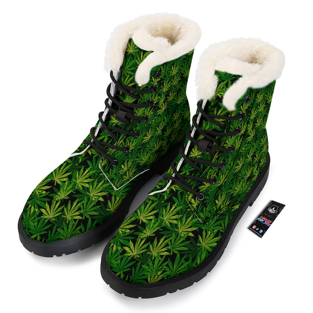 Marijuana Leaf Watercolor Print Pattern Winter Boots-grizzshop
