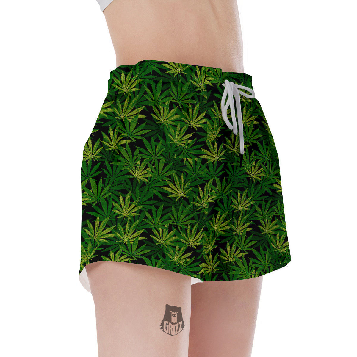 Marijuana Leaf Watercolor Print Pattern Women's Shorts-grizzshop