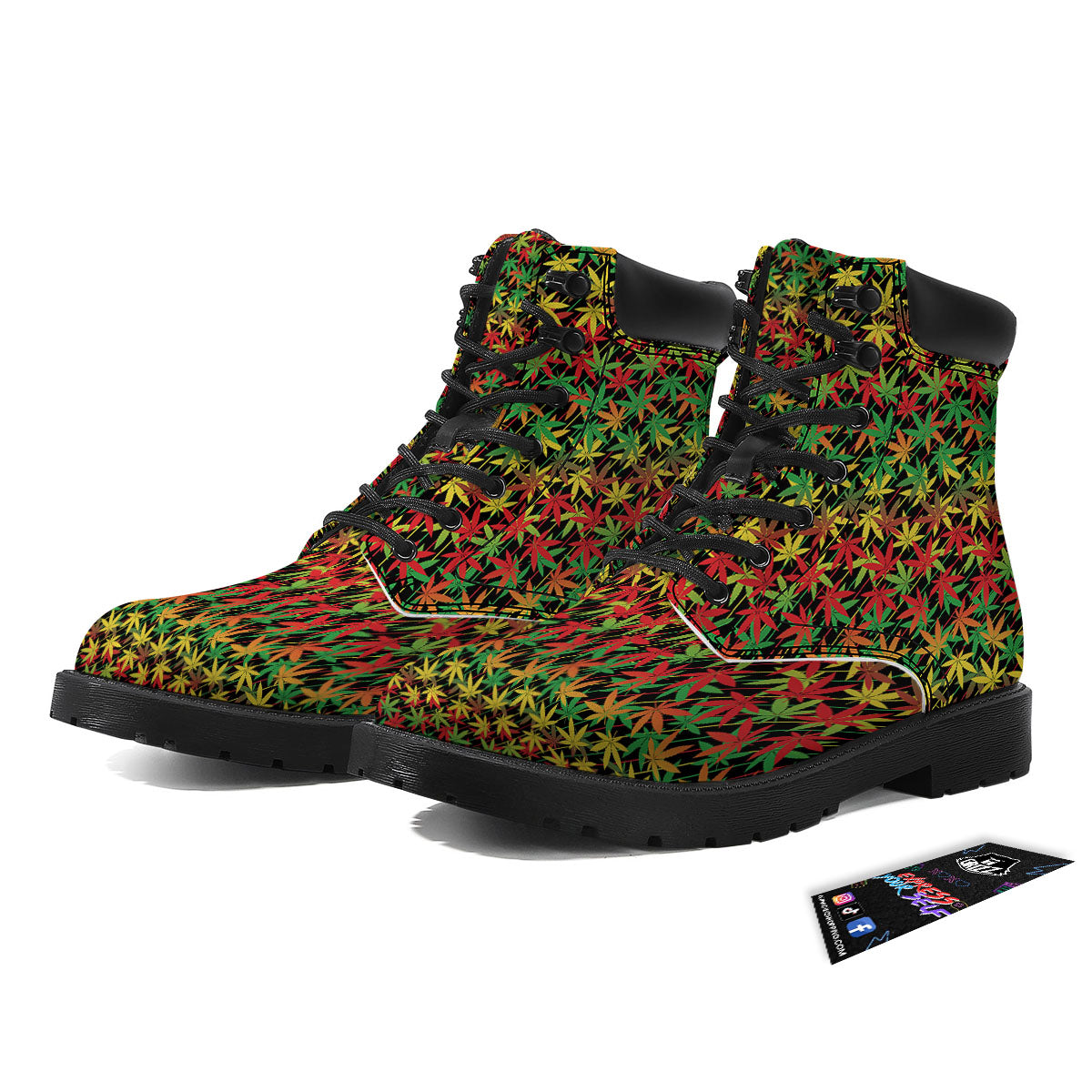 Marijuana Rasta Print Pattern Boots-grizzshop