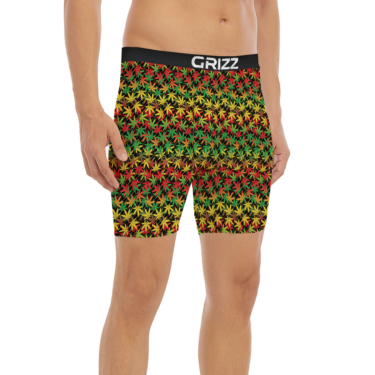 Marijuana Rasta Print Pattern Boxer Briefs-grizzshop