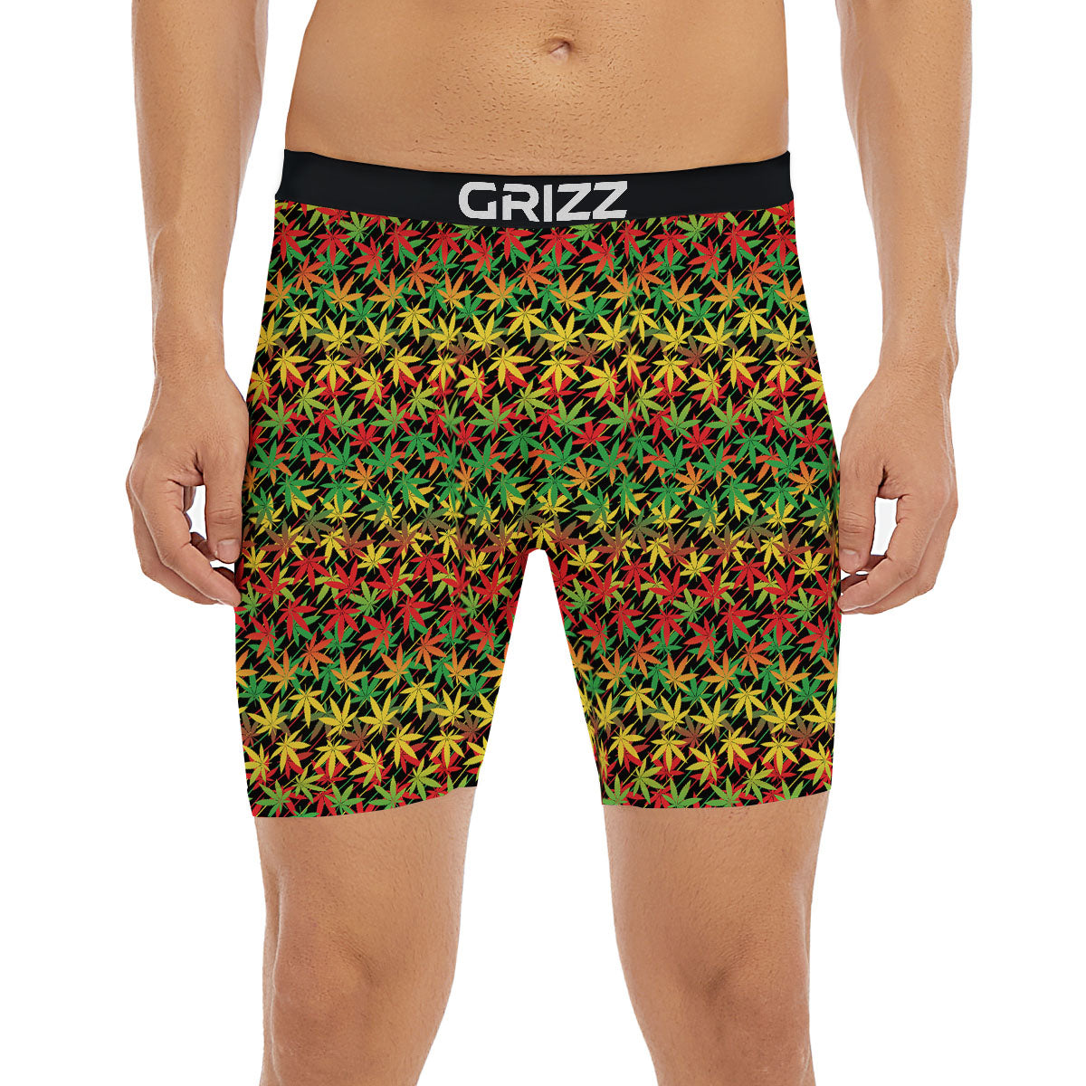 Marijuana Rasta Print Pattern Boxer Briefs-grizzshop
