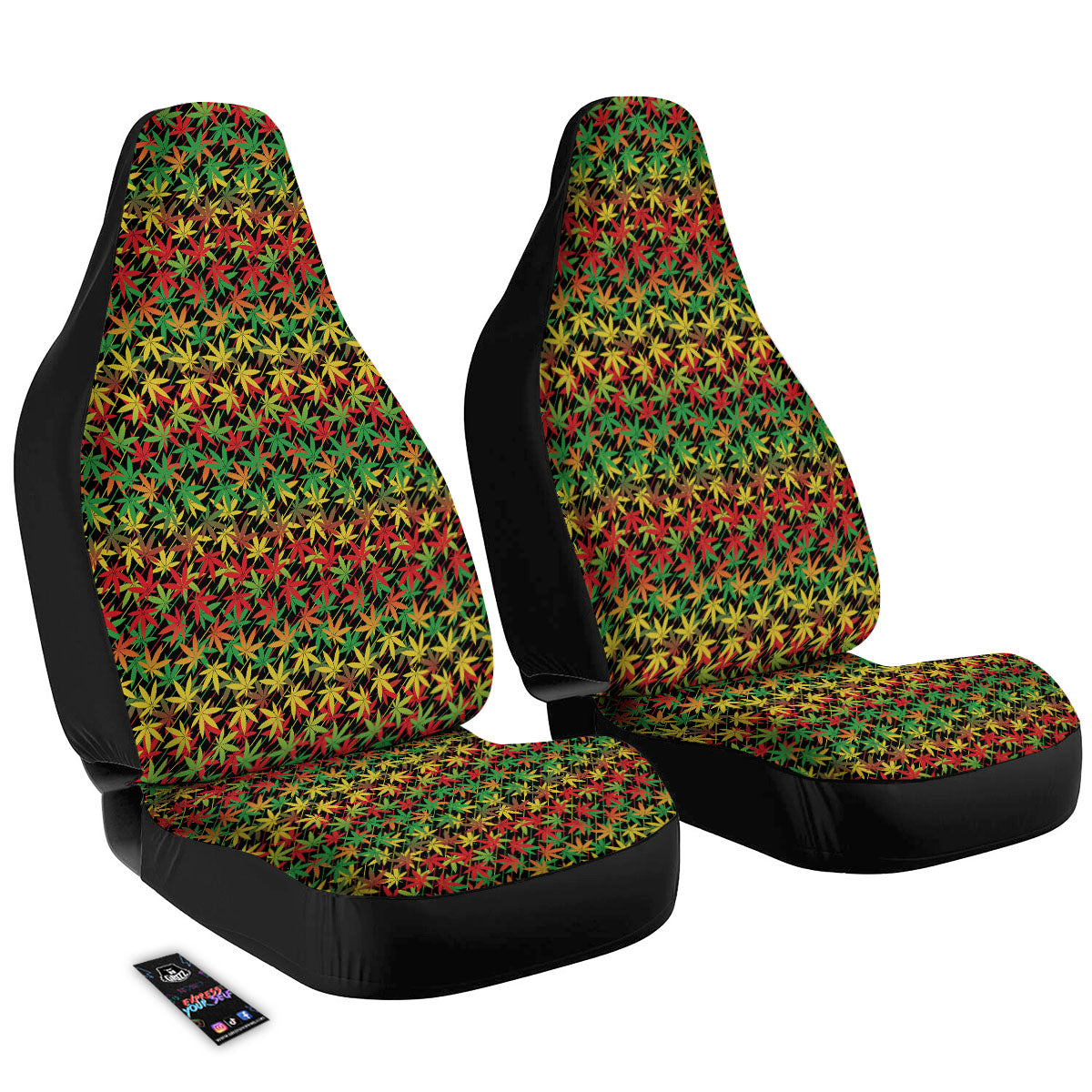 Marijuana Rasta Print Pattern Car Seat Covers-grizzshop