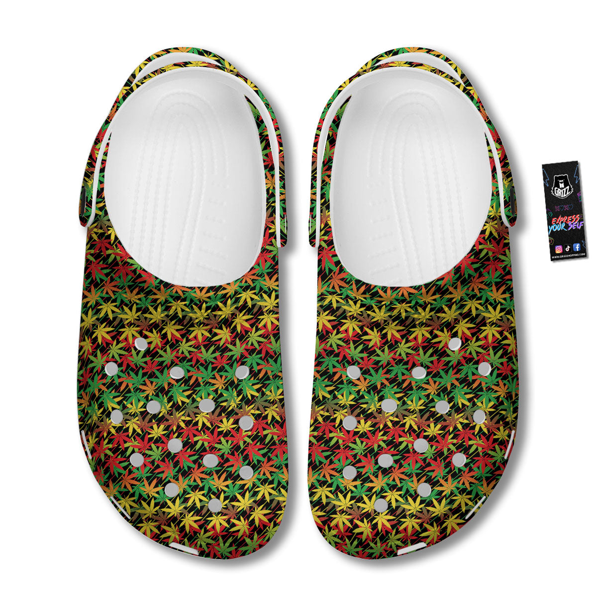 Marijuana Rasta Print Pattern Clog-grizzshop