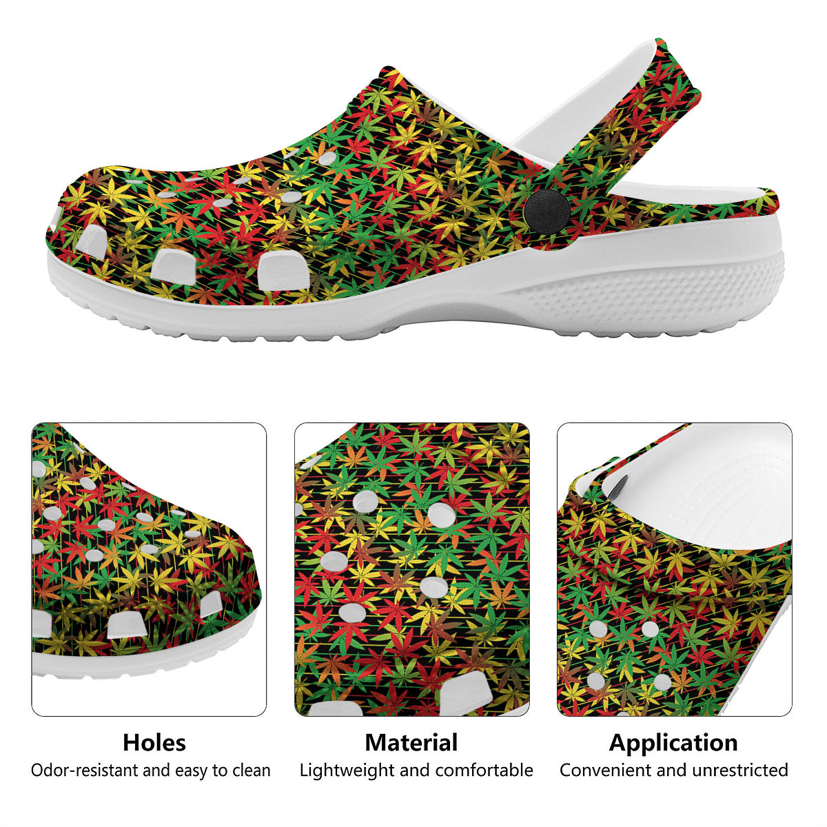 Marijuana Rasta Print Pattern Clog-grizzshop