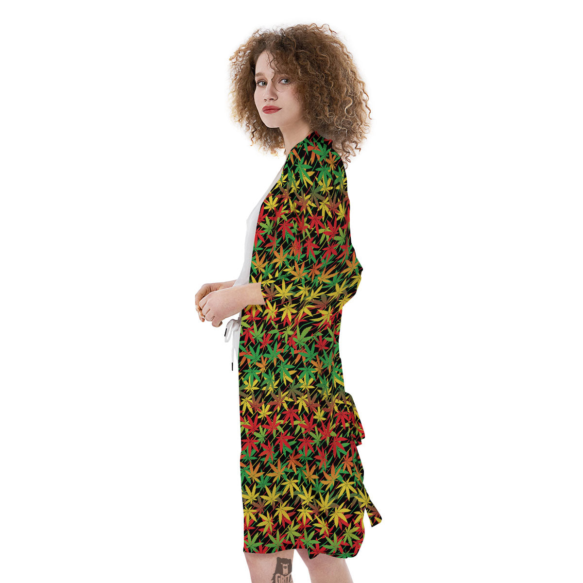 Marijuana Rasta Print Pattern Kimono-grizzshop