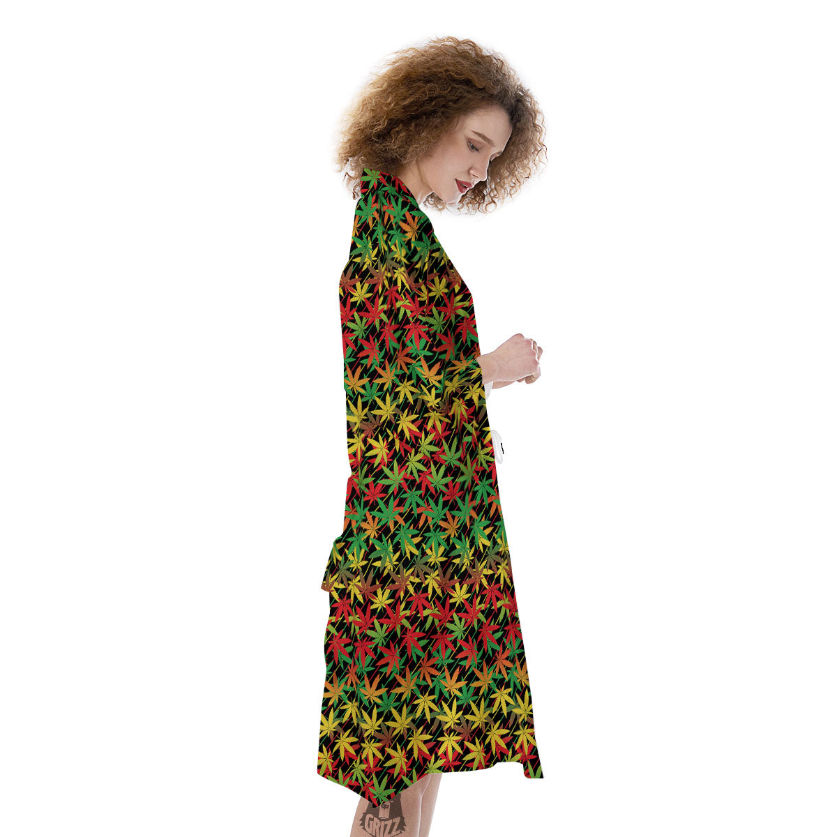 Marijuana Rasta Print Pattern Kimono-grizzshop