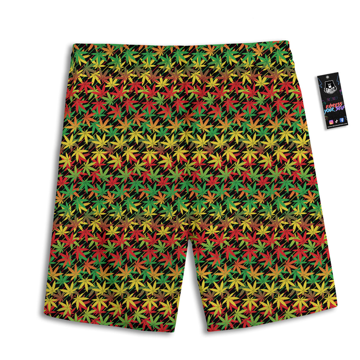 Marijuana Rasta Print Pattern Men's Athletic Shorts