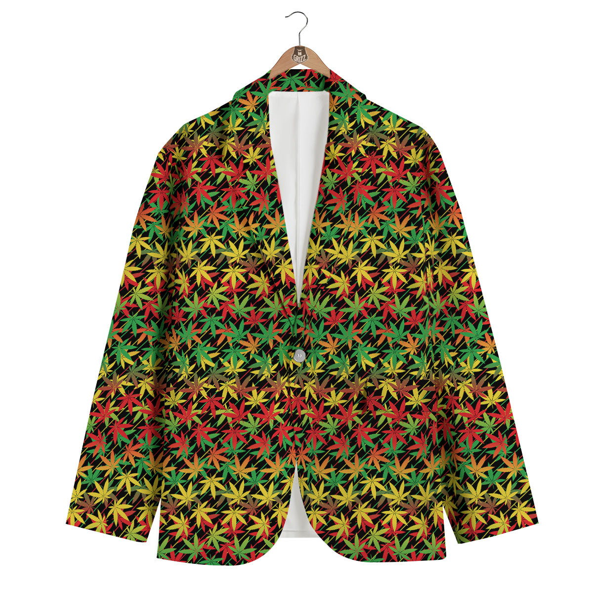 Marijuana Rasta Print Pattern Men's Blazer-grizzshop