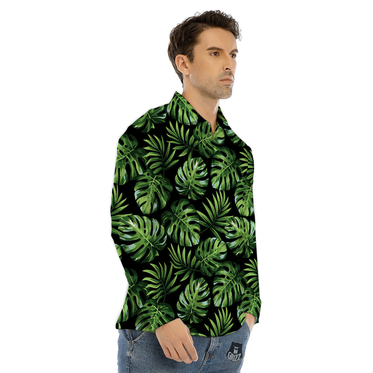 Marijuana Rasta Print Pattern Men's Dress Shirts-grizzshop