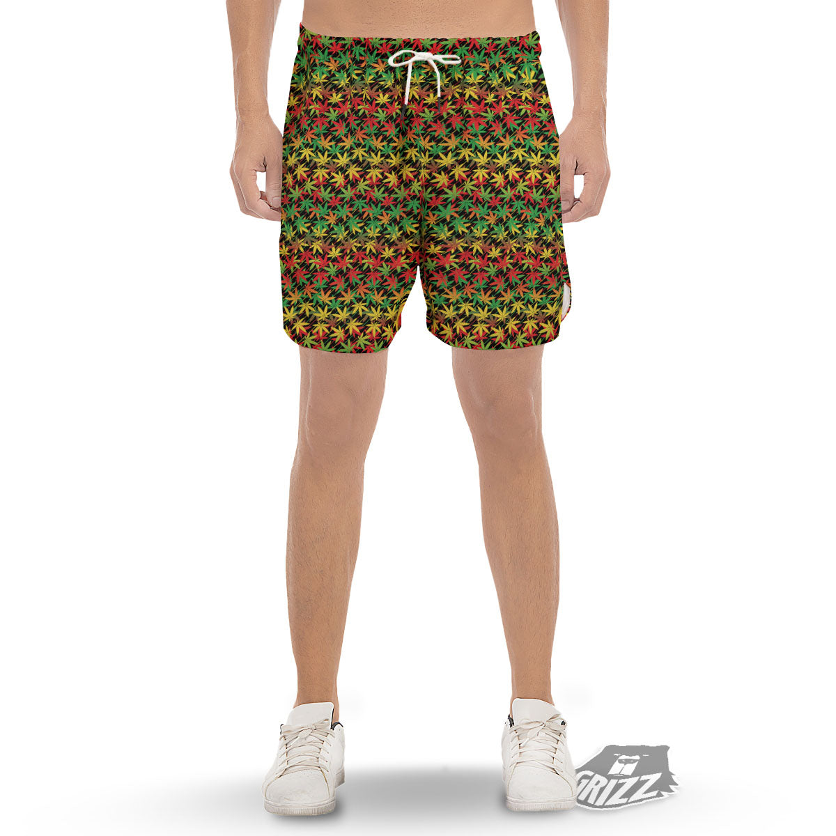 Marijuana Rasta Print Pattern Men's Gym Shorts-grizzshop
