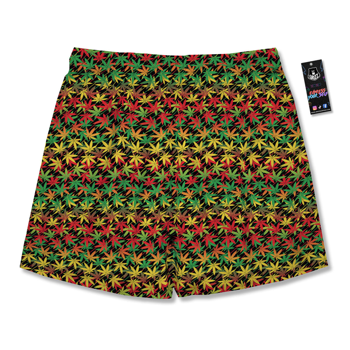Marijuana Rasta Print Pattern Men's Running Shorts-grizzshop