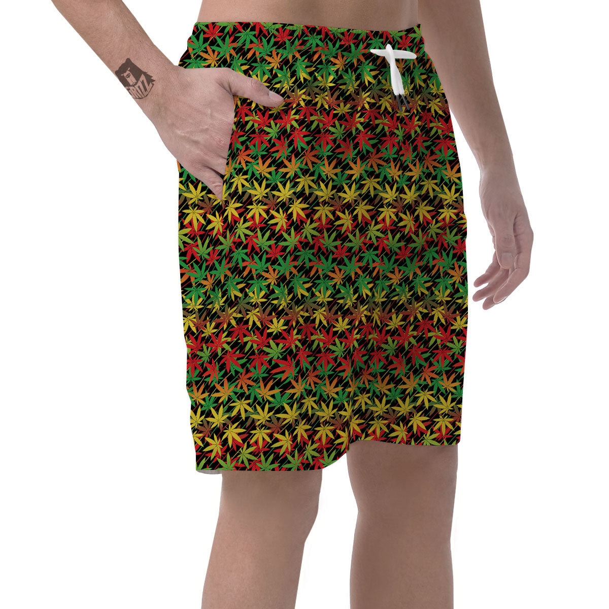 Marijuana Rasta Print Pattern Men's Shorts-grizzshop