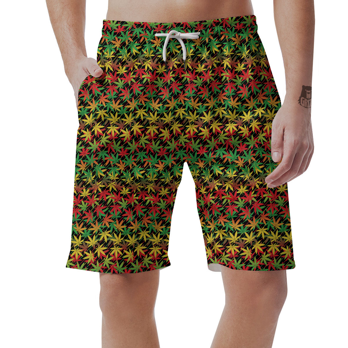 Marijuana Rasta Print Pattern Men's Shorts-grizzshop